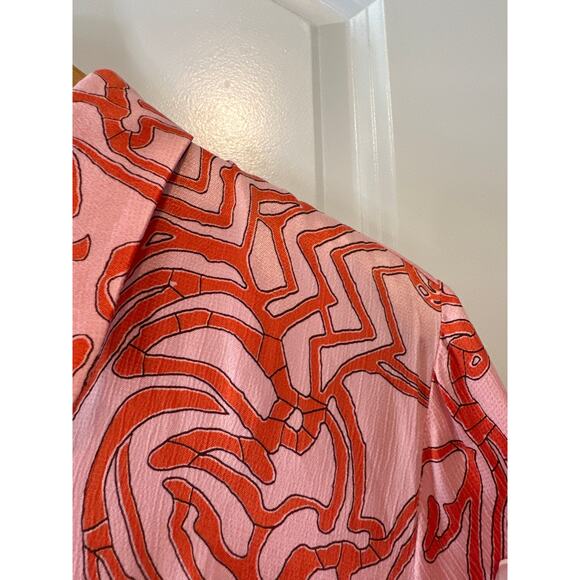 Alexis Prima Abstract Crepe Mini Shirt Dress Vermilli Red Size M - Picture 10 of 14